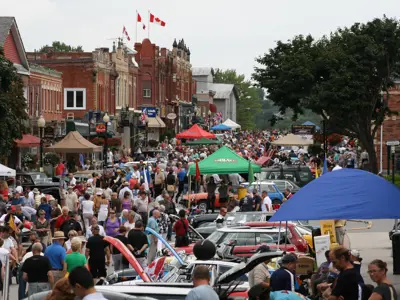 crowd on Queen Street, Port Perry, for Brits on the Lake event