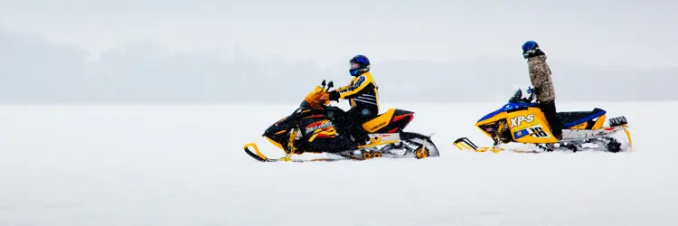 Two snowmobilers on Lake Scugog