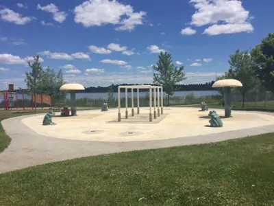 Palmer Park splash pad on sunny day